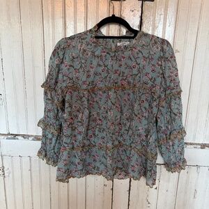Isabel Marant Etoile Floral Ruffle Blouse, size 38